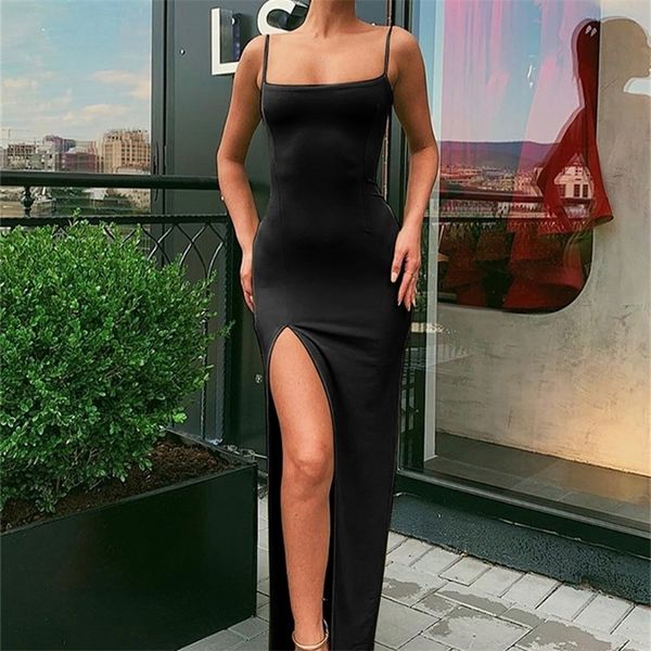 Yiallen Red Black Ano Black Party Dresses Long Dresses Women Spring BodyCon Lace Up Stretch Slim Soft Midi Dress Femme 220613