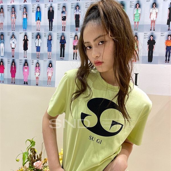 

women's t-shirt 22022 spring and summer geometric print design short sleeve f208, White