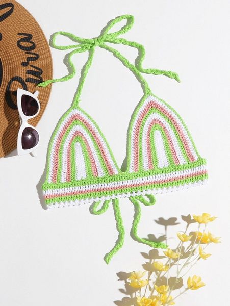 

halterneck tied backless striped cover up j3cm#, White;black