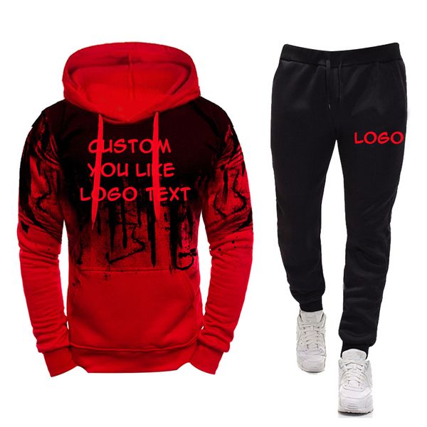 

men's suit hoodie pants autumn and winter hooded sweatpants custom fashion slim fit hoodie pants hip-hop pullover hoodie 220615, Gray