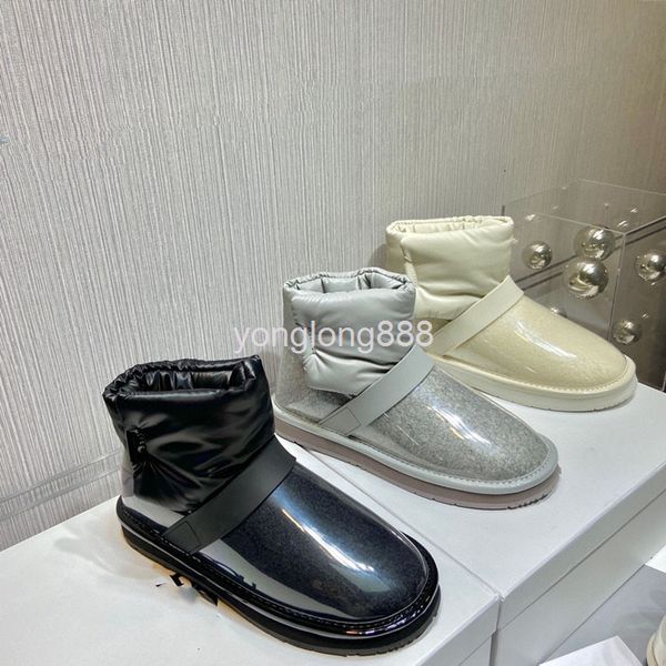 

boots high end down snow boots women's fur integrated winter plush waterproof thickened cotton shoes film short, Black