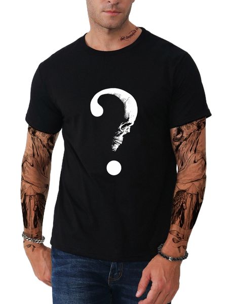 

men question mark & skull print tee k6rp#, White;black