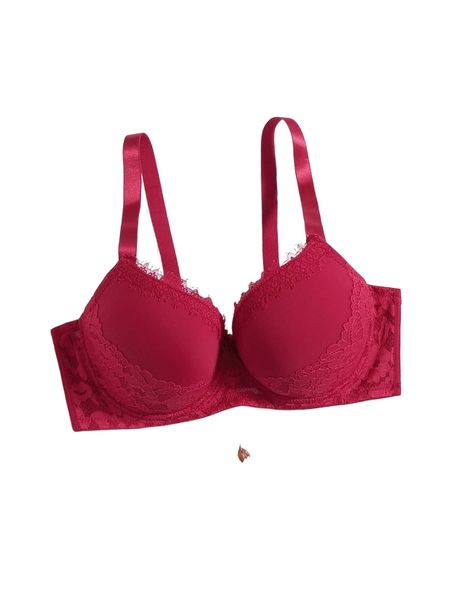 

plus eyelash lace panel push up bra x7qp#, Black;white
