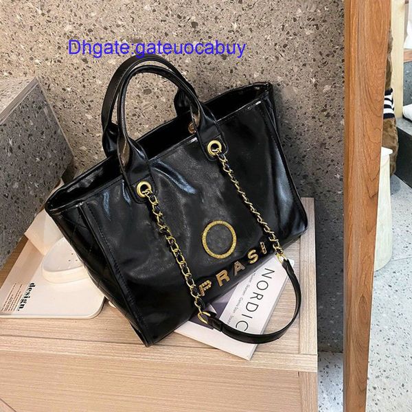 

luxury classic women's handbags beach bags brand ch metal badge tote bag designer small mini evening handbag female capacity large leat, Black;red