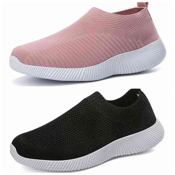 

women vulcanized shoes women sneakers slip on flats shoes women loafers plus size 42 walking flat y220608, Black
