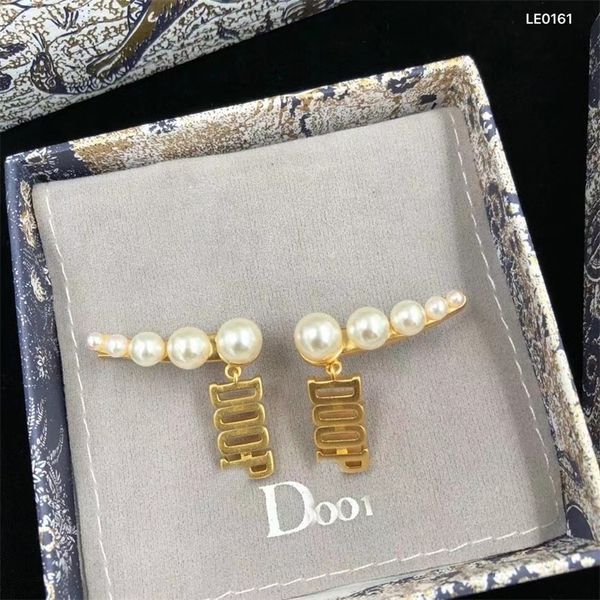 

the new 74% off pearl letter tassel creative design sense light luxury fashion senior small cd earrings female, Golden