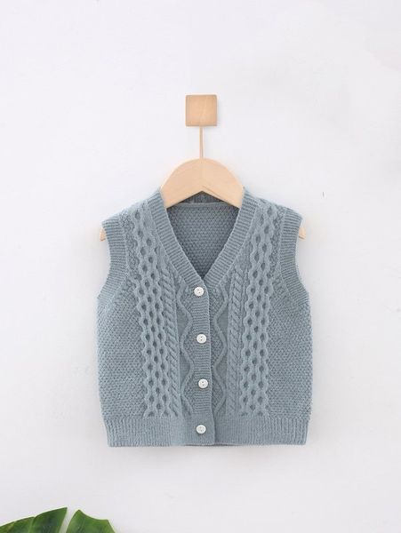 

toddler boys cable knit v-neck sleeveless cardigan she, Blue