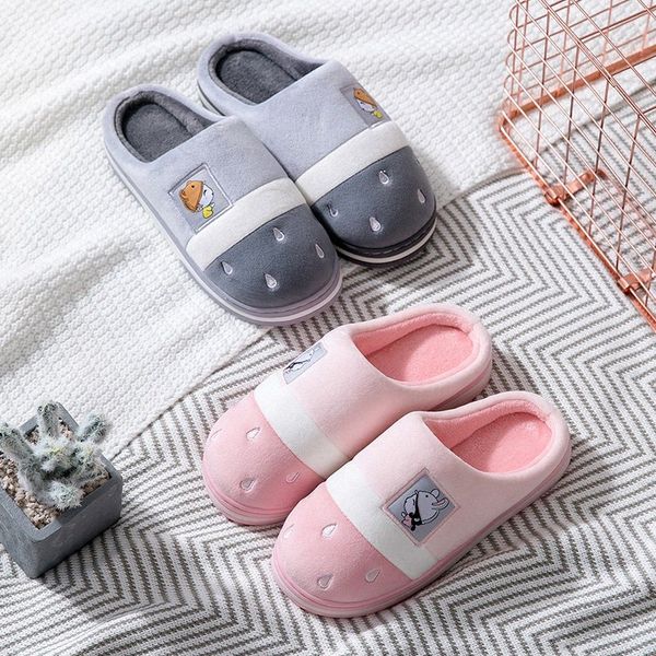 

2022 tzldn winter slippers home cottons shoes bedroom warm plush living room soft wearing cotton slippers pattern 31v3#, Black