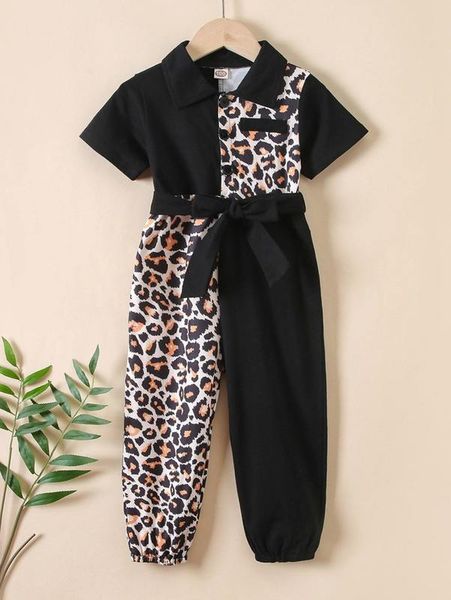 

toddler girls leopard belted shirt jumpsuit she, Blue