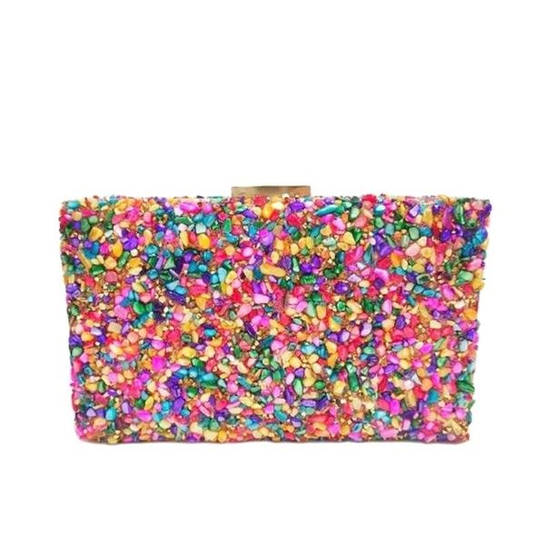 

women diamond clutch bags luxury colorful wedding shoulder bags mini wallets with chain drop 220621