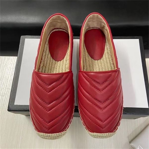 

chan 5 colors women leather espadrille sandal black calfskin platform espadrille slip-on casual shoes cord platform soft sole designer shoes
