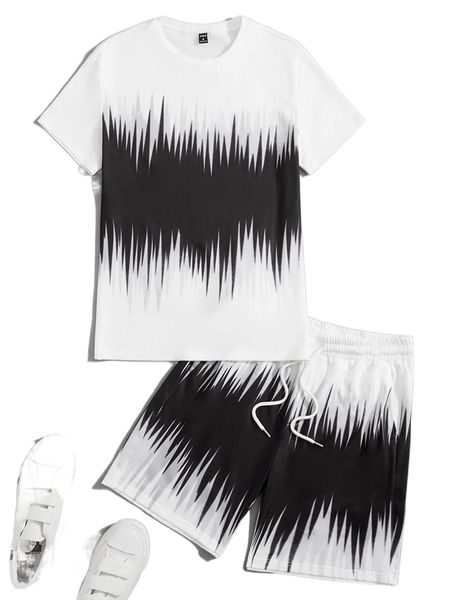

men colorblock tee & track shorts i9xq#, Gray