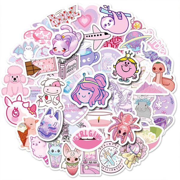 

pack of 50pcs wholesale pink vsco stickers no-duplicate waterproof for luggage skateboard notebook helmet water bottle phone car decals kids