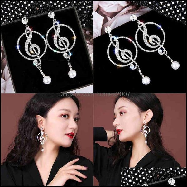 

earrings charm music symbol rhinestone crystal drop for women geometric pearl fashion party statement jewelry 220122 delivery 2021 vcykq, Golden