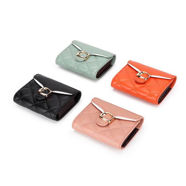

coin purses female short sheepskin large capacity multi-card organ card cover genuine leather diamond embroidery id bag change purse, Red;black