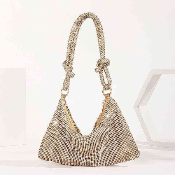 

fashion bag full diamond handbag for lady knot handle rhinestones evening clutch bag luxury under arm crystal xa244h 220526