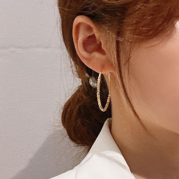 

real gold plated 925 silver needle square round ring earrings earrings korean fashion elegant eardrop internet celebrity new, Golden
