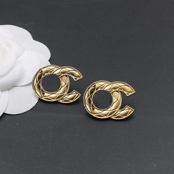

fashion gold stud earrings aretes for lady women double letter party wedding lovers gift engagement jewelry for bride classic styl306v, Golden;silver