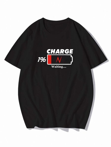 

extended sizes men battery & letter graphic tee y1vy#, White;black