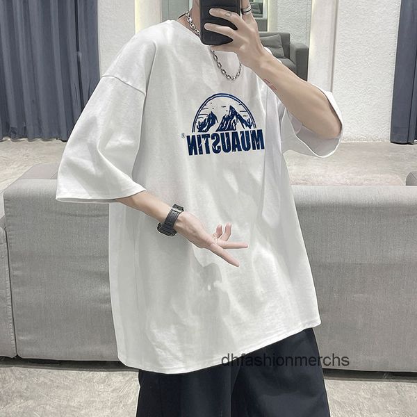 

men's t-shirts 4-color round neck printed t-shirt loose casual student couple half sleeve short sleeve mens shirts, White;black