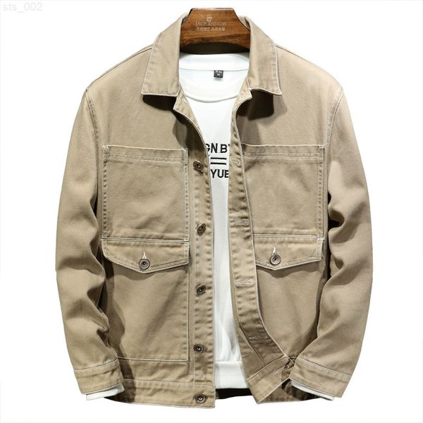 

vrokino fall 2021 men's denim jacket cotton fashion slim men's denim jacket large size 6xl 7xl t220716, Black;brown