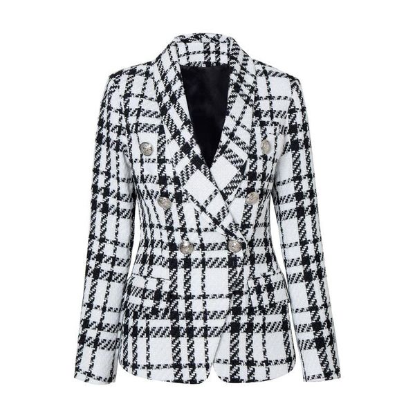 Damenanzüge Blazer Herbst Tweed Blazer Trend Chic Damen Koreanischer Stil Und Winter Plaid Frau 2022 Kollektion MäntelDamen