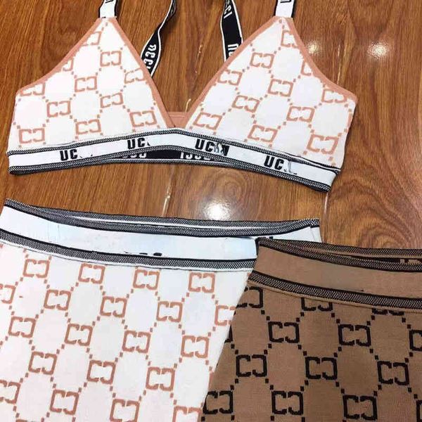 

women's swimwear women's summer new two letter knitted hanging neck gathering bikini thin suit, White;black