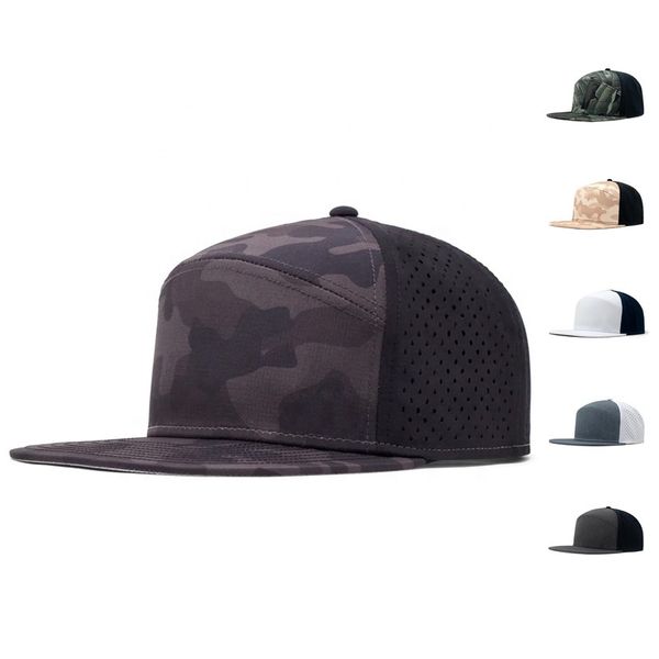 

wholesale flat bill flex black fit custom logo snapback gorras waterproof laser cut blank camo 6 panel sports baseball melin hats cap, Blue;gray