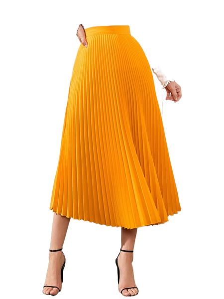

high waist solid pleated skirt u8iy#, Black