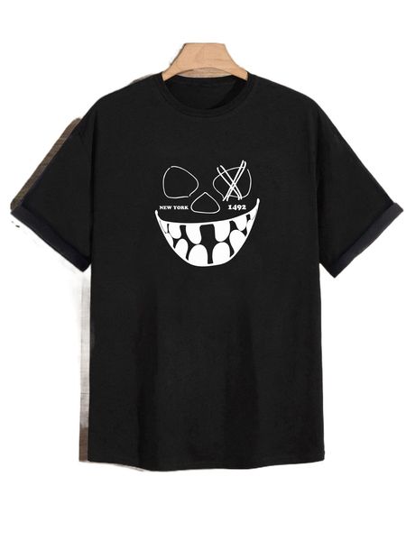 

romwe guys cartoon graphic tee 17pr#, White;black