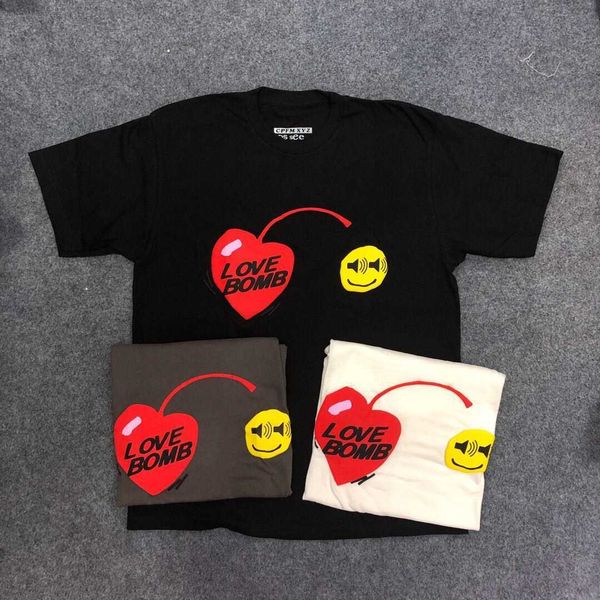 

ins hip hop travis astroworld scott co branded smiley face t-shirt, White;black
