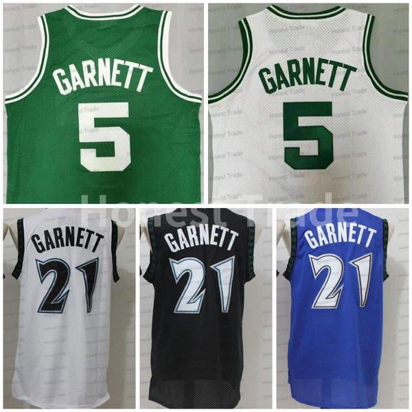 Retro Basket Blu Bianco Verde Ray Garnett Allen Maglia da basket universitaria cucita vintage Ritorno al passato Abbigliamento da uomo per l'outdoor