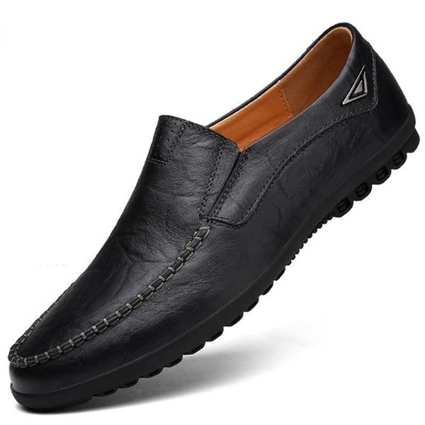 

dress shoes genuine leather men shoes casual luxury brand italian mens loafers moccasins 220824, Black