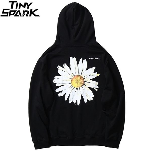 

harajuku daisy flower hoodie sweatshirt men hip hop streetwear winter fleece cotton pullover black hoodie autumn sweatshirt 201126