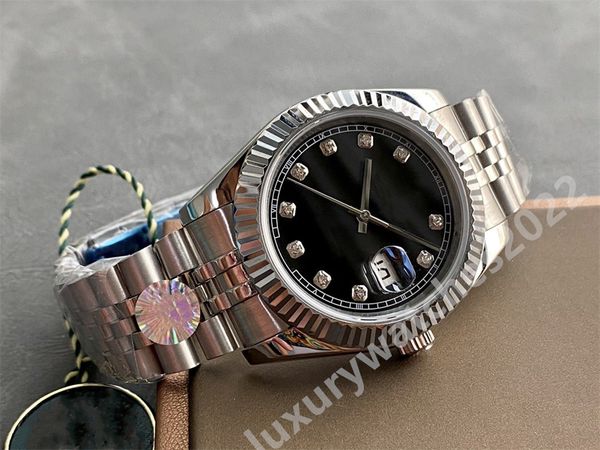 

men watch 41mm mp factory sapphire diamond markers fluted bezel automatic mechanical selfwind asia 2813 movement oyster bracelet wristwatch, Slivery;brown