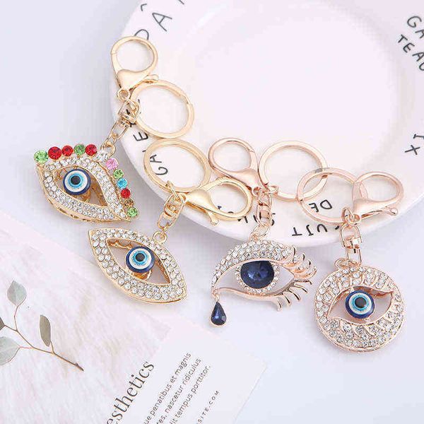 

blue eye creative bag pendant devil's key chain pendant metal trinket, Slivery;golden