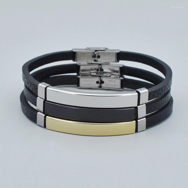 Braccialetti con ciondoli Bracciale in pelle alla moda Uomo Braccialetti fatti a mano in acciaio inossidabile Bracciale maschile Gioielli a mano Fidanzato Marito Regalo Fascino Lars22