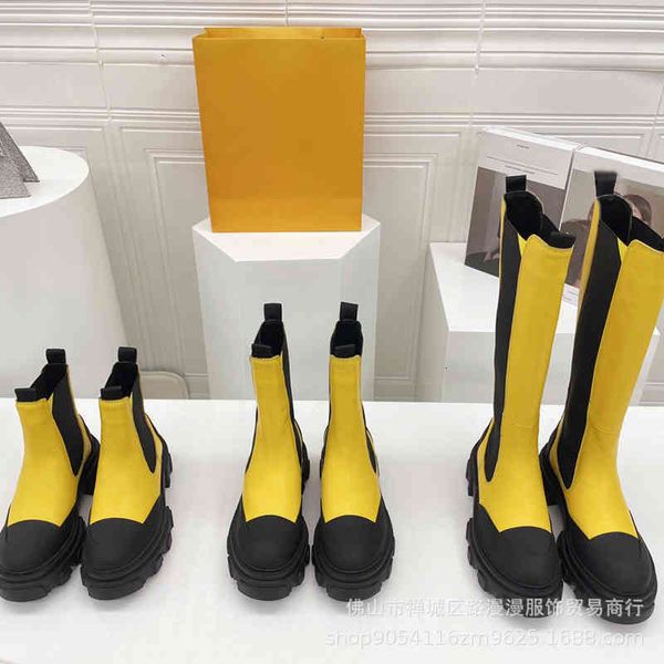 

boots autumn winter chelsea boots women's round head sleeve short thick heel elastic thin knight, Black
