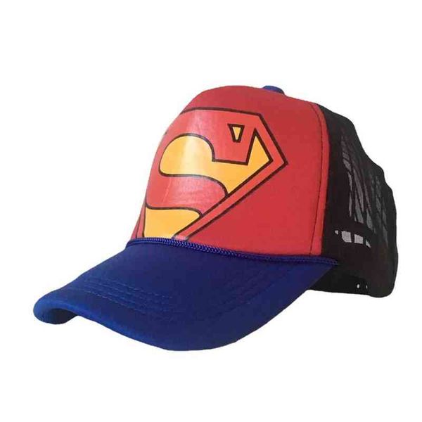 

chaoren cartoon superman hat color matching hip hop baseball, Blue;gray