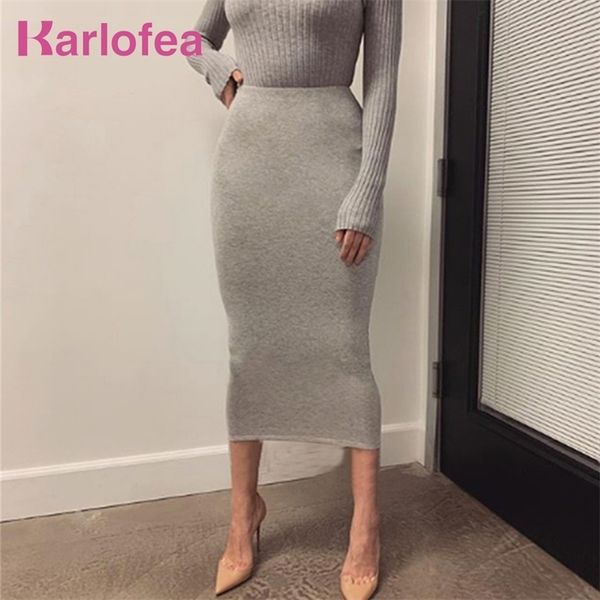 

karlofea lady casual two layers cotton bodycon skirt elegant high waist streetwear outfits bottoms fitted midi skirt daily skirt 210306, Black