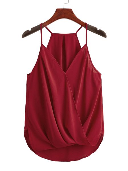

plus wrap curved hem cami l50h#, Black