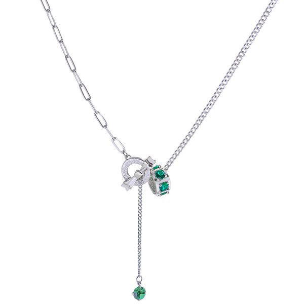 

titanium necklace for women green jade designer cross chain chokers, Silver