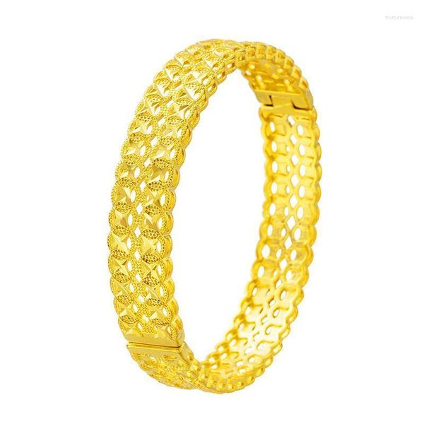 Perlen Stränge 24K Gold Farbe Münze Form Armband Für Frauen Dubai Braut Hochzeit Afrika Armreif Schmuck Trum22