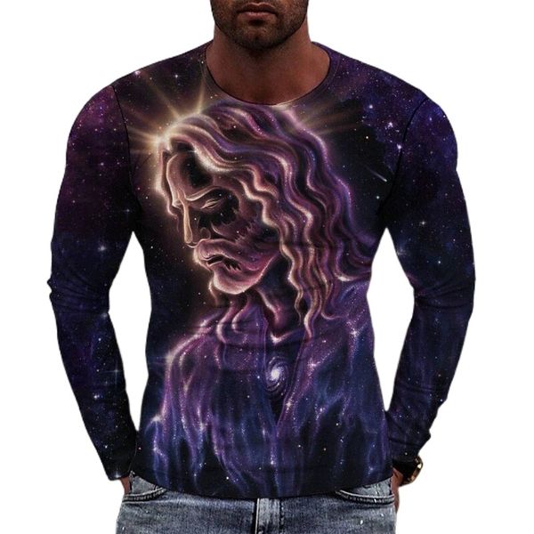 

men's tee t shirt 3d print graphic round neck casual daily print long sleeve fashion designer comfortable big and tall blue y7uy#, White;black