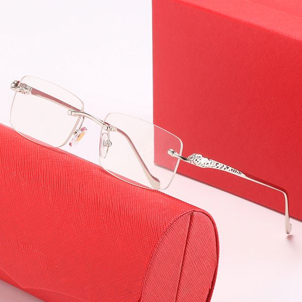 

Mens Designer Sunglasses Woman Sunglasses Silver Frames Square Computer Eyewear Protection Light Panther Glasses Luxury Optical Prescription Women Eyeglasses