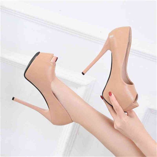 

shoes female dress pumps fish mouth platform women ultra high heels /12/14cm peep toe shallow ladies single apg8 z40k, Black