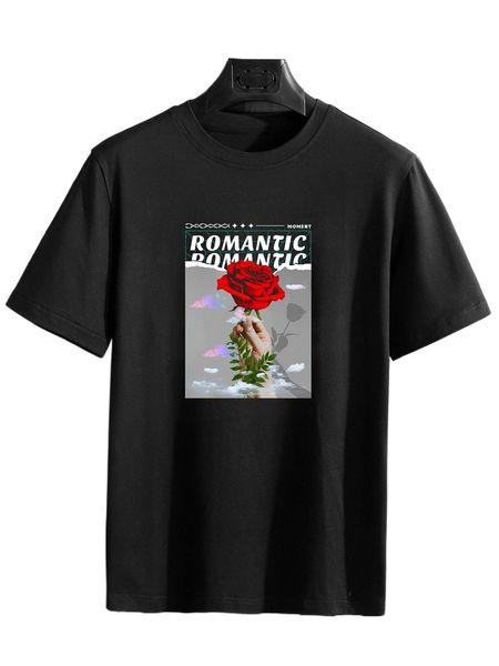 

men letter & floral print tee m7he#, White;black