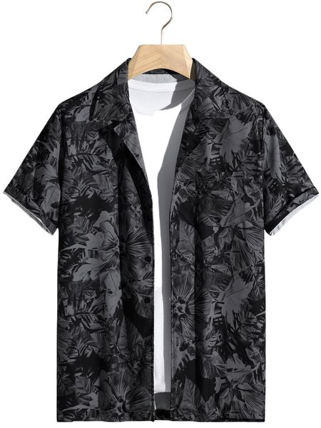 

men 1pc random floral print shirt o2dr#, White;black