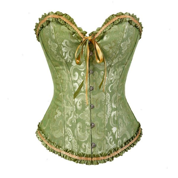 

sapubonv corsets and bustiers shapewear brocade lingerie overbust corset plus size women vintage red black green pink, Black;white