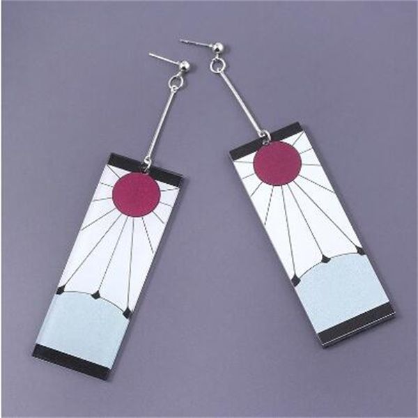 

chandelier acrylic tanjiro earrings demon slayer earrings anime cosplay props hanafuda drop long earrings for women girls jewelry gc1010, Silver